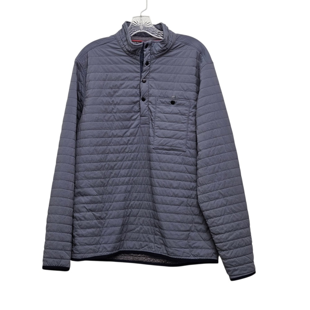 Relwen Windzip Popover Mens Medium Gray Quilted Quarter Zip Snap Pullover Jacket